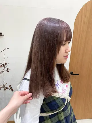 ミディアム カラー ヘアアレンジ ハル🌸柔色/ ブリーチなし/艶髪のヘアスタイル