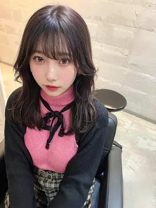 ミディアム カラー パーマ ダブルカラー 新宿のヘアスタイル