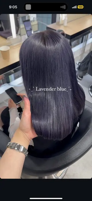 ロング カラー 暗髪🩶ラベンダー/ ブルー/ユウナ🤍のヘアスタイル