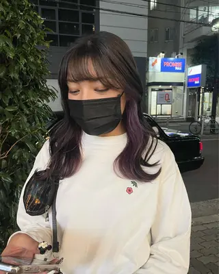 セミロング カラー yohaku misakiのヘアスタイル