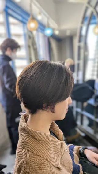 ショート カラー 店長エノモト/メンズ パーマ/くびれボブのヘアスタイル