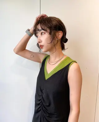 ミディアム カラー パーマ ヘアアレンジ メンズ キッズ ネイル マツエク・マツパ パーマスタイル🔅 sayacaのヘアスタイル