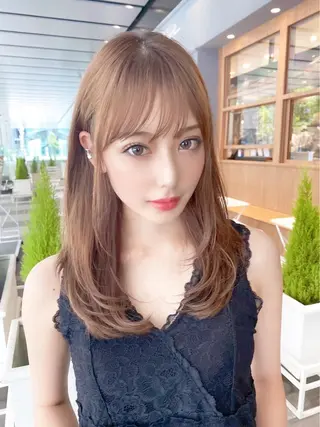 ロング 川井麻由🎀アイドル 量産🎀ピンクカラーのヘアスタイル