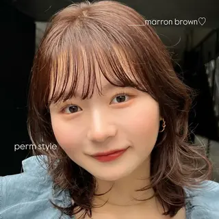 ミディアム カラー パーマ 🩰暖色/おベージュ /ayano🥣🫧のヘアスタイル