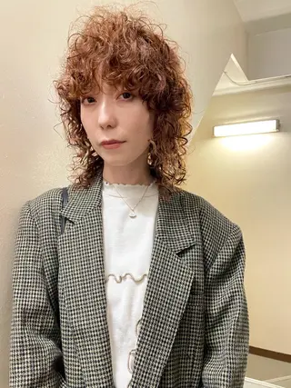 ミディアム カラー パーマ ヘアアレンジ 丸山渉/パーマ エフェクトブリーチのヘアスタイル