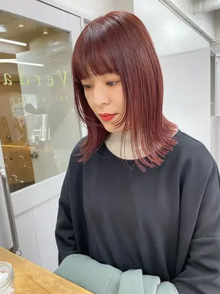 ミディアム カラー hair design verda所属・レイヤー暖色カラー 池袋Yamamotoのヘアスタイル