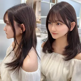 ミディアム レイヤーカット/ 顔まわり/アオイのヘアスタイル