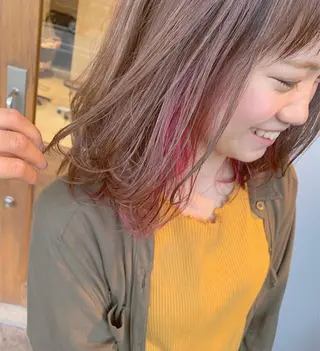 セミロング カラー ヘアアレンジ glad hairのヘアスタイル