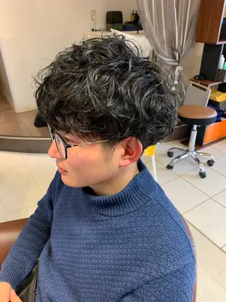 パーマ メンズ 上石神井メンズパーマ 飯田徹のヘアスタイル