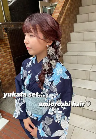 セミロング カラー ヘアアレンジ ハイトーンピンク🍑 ブリーチ🍑RINAのヘアスタイル