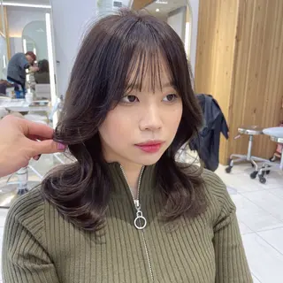 ミディアム 顔周り/透明感カラー /韓国ヘア/TAKUのヘアスタイル
