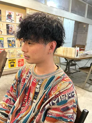 ショート カラー パーマ メンズ 南堀江🌿パーマ Tetsu【テツ】のヘアスタイル