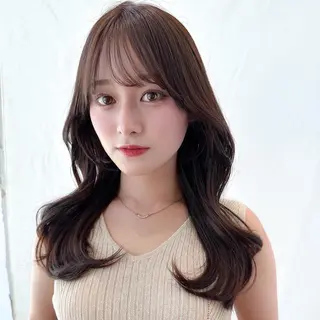 セミロング カラー 顔周り/くびれヘア 韓国ヘア💕風間るなのヘアスタイル