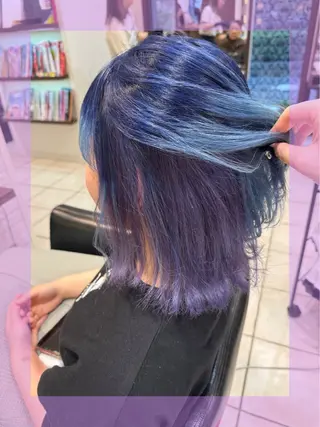 ミディアム カラー ヘアアレンジ 🦄ブリーチ💜エク ステ💜MIU🦄のヘアスタイル