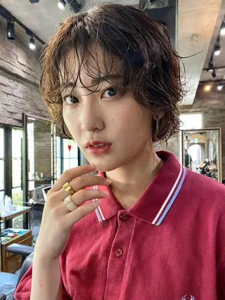 ミディアム カラー パーマ 鎌田健/ パーマのヘアスタイル