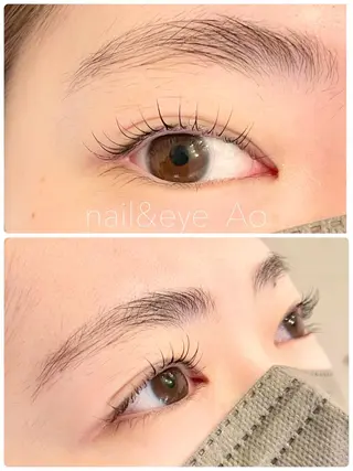 ミディアム カラー パーマ ヘアアレンジ メンズ キッズ ネイル マツエク・マツパ アイブロウ nail&eye Aoのマツエク・マツパデザイン