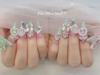 ロング カラー HANA 長さだしのネイルデザイン