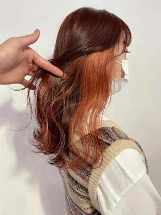 ロング カラー ヘアアレンジ 切りっぱなしボブ/ デザインカラー店長のヘアスタイル