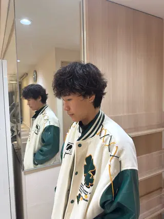 パーマ ショートボブレイヤー 韓国メンズレ秀晟のヘアスタイル