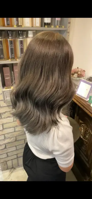セミロング カラー 縮毛矯正×韓国ヘア ×髪質改善×レイヤーのヘアスタイル