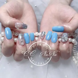 ネイル 韓国風ワンホンネイル パラジェル🩵roのネイルデザイン