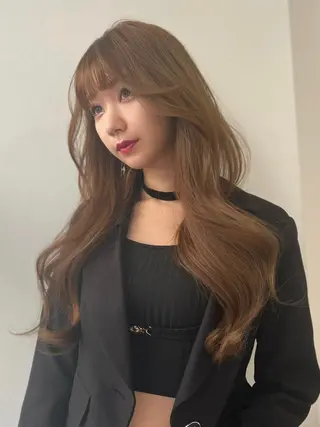 ロング 韓国ヘア レイヤーカットのヘアスタイル