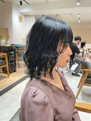 ミディアム カラー パーマ レイヤー/韓国ヘア /顔周り/大久保貴之のヘアスタイル