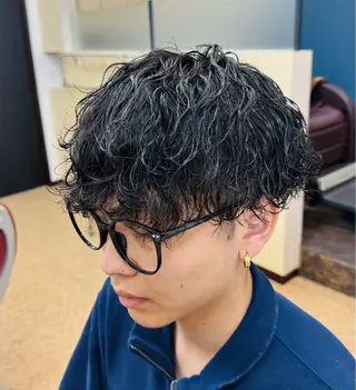 ミディアム メンズ 焼津メンズパーマ特化 大石雄生のヘアスタイル