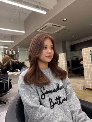 カラー beige🤎ダブル カラー/レイヤー🧸のヘアスタイル