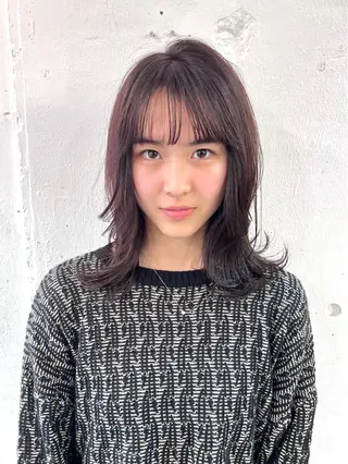 セミロング カラー 木村陸弥 似合わせ 透明感カラー🌿のヘアスタイル