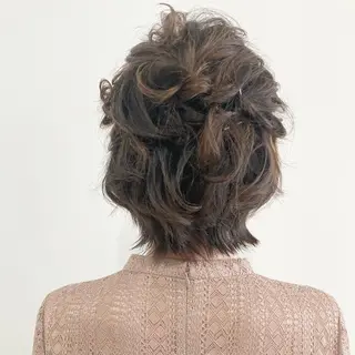 ショート ヘアアレンジ お洒落パーマ/ 艶カラー/michiのヘアスタイル