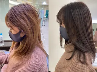 セミロング カラー ヘアアレンジ マツエク・マツパ 💎耳ツボジュエリー ×銀座美容室💎のヘアスタイル