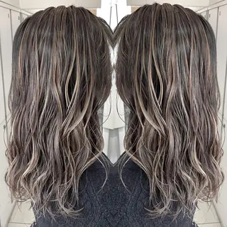 ミディアム カラー 縮毛/レイヤー 韓国/橋口のヘアスタイル