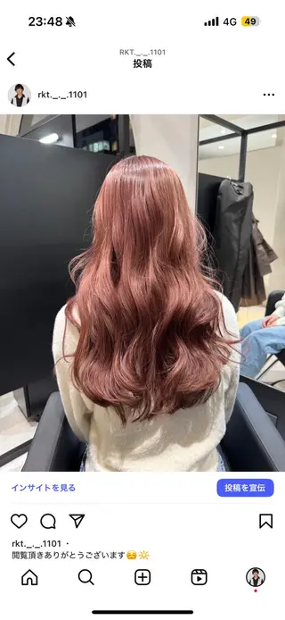 ロング カラー 韓国レイヤー➰北田 陸斗➰コテ巻きパーマのヘアスタイル