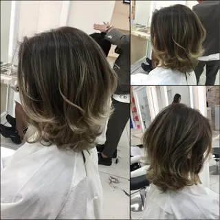 セミロング カラー Ash 山田 勇太のヘアスタイル