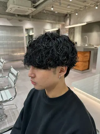 ショート パーマ メンズ 波巻きスパイラルパー マ/シャドウパーマ駿のヘアスタイル