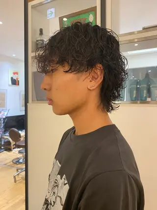 ミディアム パーマ メンズ アメカジmen's salon LUAU LOUGH【アメカジ メンズサロン ルアウラフ】所属・鈴木 静のヘアスタイル