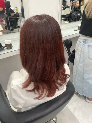 セミロング カラー トレンド暖色ヘア♥️ miu♥️のヘアスタイル
