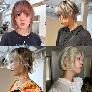 ミディアム ヘアアレンジ 丸山渉/パーマ エフェクトブリーチのヘアスタイル