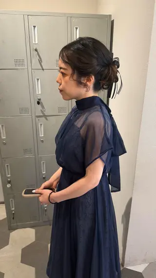 セミロング ヘアアレンジ ブリーチ/アレンジ 天満/chihiroのヘアスタイル