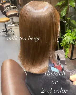 ミディアム ブリーチ＆縮毛矯正 🧸tomoki🧸のヘアスタイル