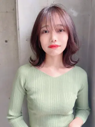 ミディアム カラー パーマ ヘアアレンジ キッズ ネイル マツエク・マツパ Lond jeloud 名古屋所属・髪質改善 の達人/杉原碧仁のヘアスタイル