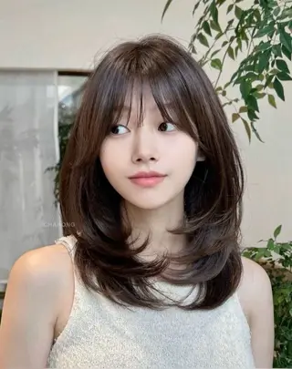 ミディアム パーマ レイヤーカット/透明 感カラー✨けいとのヘアスタイル
