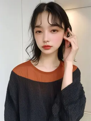 ミディアム カラー La fith hair ruu.所属・lafithhair ruu.南本庄のヘアスタイル