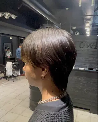 ショート パーマ メンズ 難波/メンズウルフ・ フェザーパーマ鶴田文のヘアスタイル