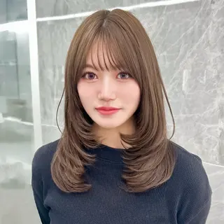 セミロング 韓国顔まわり/前髪 /レイヤー/いつきのヘアスタイル