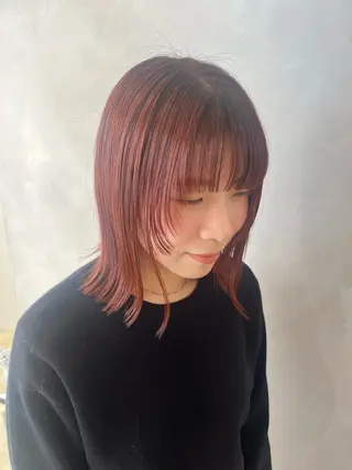 ミディアム カラー ボブ/ベージュ/ パーマ🪿近森ゆいのヘアスタイル