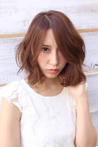 ミディアム カラー パーマ ヘアアレンジ リルウヘアー 天王寺のヘアスタイル