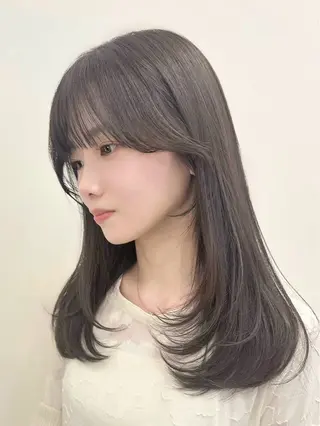 ミディアム 前髪顔周り/レイヤー 似合わせ/大阪谷町のヘアスタイル