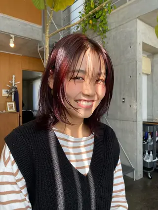 ミディアム カラー パーマ ヘアアレンジ メンズ キッズ ネイル マツエク・マツパ モリモト サナのヘアスタイル